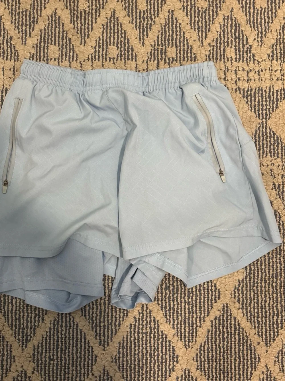 Men's Light Blue Athletic Shorts with Zipper Pockets